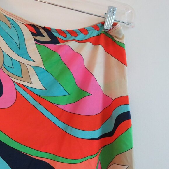 TRINA TURK Multicolor Retro Stretch Swim Cover Up Tie Skirt Vacation Resort Sz S - Picture 4 of 15